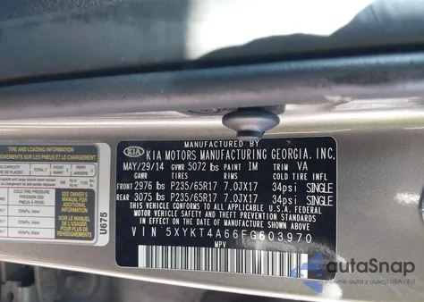 2015 Kia Sorento Lx из США, поврежденный, VIN 5XYKT4A66FG603970